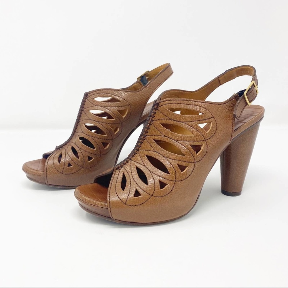 Chie Mihara Womens Leather Cut Out Platform Pumps Heel Sandal Size 40